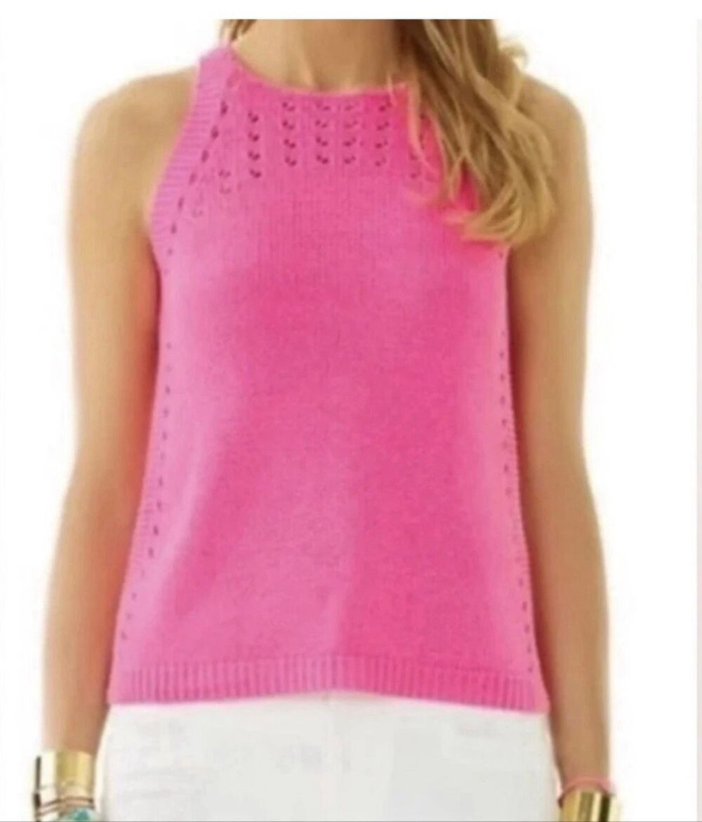Lilly Pulitzer Sweater Tank Pink Size Small Preppy Coastal Nautical Beach Girly